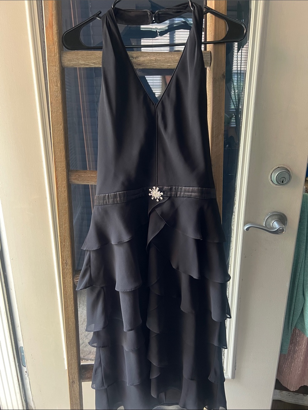 Patra Black Evening Dress with Branded Strap